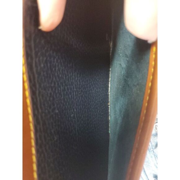 Vintage Dooney & Bourke Crossbody Purse/Bag Womens Navy‎ Brown Pebble Leather - Picture 15 of 16